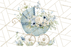 Baby Shower Clipart, Vintage Stroller Png Watercolor Product Image 5