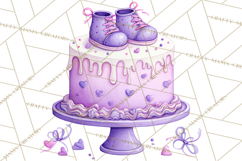 Watercolor Baby Shower Cakes PNG, Cupcakes, Tiered Desserts Product Image 2