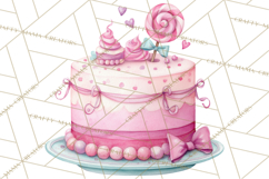 Watercolor Baby Shower Cakes PNG, Cupcakes, Tiered Desserts Product Image 4