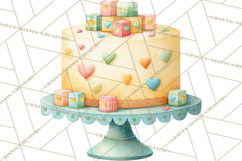 Watercolor Baby Shower Cakes PNG, Cupcakes, Tiered Desserts Product Image 5