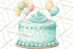 Watercolor Baby Shower Cakes PNG, Cupcakes, Tiered Desserts Product Image 2