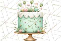 Watercolor Baby Shower Cakes PNG, Cupcakes, Tiered Desserts Product Image 3