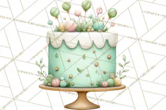 Watercolor Baby Shower Cakes PNG, Cupcakes, Tiered Desserts Product Image 3