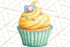 Watercolor Baby Shower Cakes PNG, Cupcakes, Tiered Desserts Product Image 5
