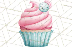 Watercolor Baby Shower Cakes PNG, Cupcakes, Tiered Desserts Product Image 2