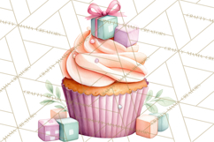 Watercolor Baby Shower Cakes PNG, Cupcakes, Tiered Desserts Product Image 3