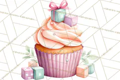 Watercolor Baby Shower Cakes PNG, Cupcakes, Tiered Desserts Product Image 3