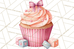 Watercolor Baby Shower Cakes PNG, Cupcakes, Tiered Desserts Product Image 4