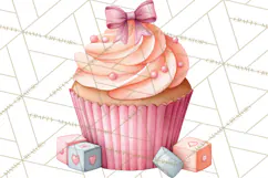 Watercolor Baby Shower Cakes PNG, Cupcakes, Tiered Desserts Product Image 4