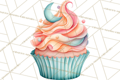 Watercolor Baby Shower Cakes PNG, Cupcakes, Tiered Desserts Product Image 2
