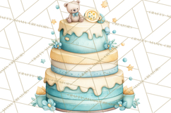 Watercolor Baby Shower Cakes PNG, Cupcakes, Tiered Desserts Product Image 3