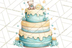 Watercolor Baby Shower Cakes PNG, Cupcakes, Tiered Desserts Product Image 3