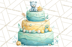 Watercolor Baby Shower Cakes PNG, Cupcakes, Tiered Desserts Product Image 4