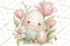 Easter Egg Clipart PNG, Cute Baby Easter Eggs with Faces Product Image 5