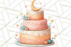 Watercolor Baby Shower Cakes PNG, Cupcakes, Tiered Desserts Product Image 2