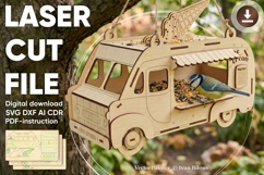 Ice Cream Van - Bird feeder - laser cut file Glowforge SVG Product Image 1