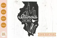 Illinois state SVG cut file - Vintage USA state SVG Product Image 1