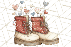 Farm Girl Valentine Clipart Pastel Country Watercolor PNG Product Image 2