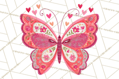 Folk Art Valentine Butterflies Red Pink Heart Wings Clipart Product Image 5
