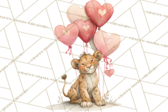Valentine Animal Clipart Heart Balloon PNG Cute Love Art Product Image 2