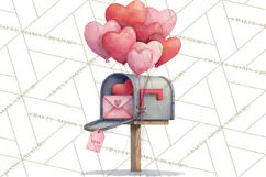 Valentine Animal Clipart Heart Balloon PNG Cute Love Art Product Image 2
