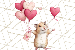 Valentine Animal Clipart Heart Balloon PNG Cute Love Art Product Image 3