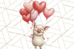 Valentine Animal Clipart Heart Balloon PNG Cute Love Art Product Image 4