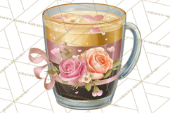 Pink Gold Valentine Clipart PNG, Sweetheart Coffee Cup Product Image 5