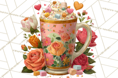 Pink Gold Valentine Clipart PNG, Sweetheart Coffee Cup Product Image 2
