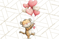 Valentine Animal Clipart Heart Balloon PNG Cute Love Art Product Image 3