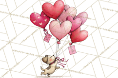 Valentine Animal Clipart Heart Balloon PNG Cute Love Art Product Image 3