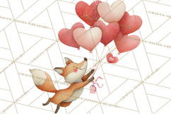 Valentine Animal Clipart Heart Balloon PNG Cute Love Art Product Image 5