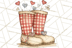 Farm Girl Valentine Clipart Pastel Country Watercolor PNG Product Image 3