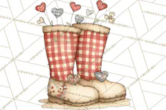 Farm Girl Valentine Clipart Pastel Country Watercolor PNG Product Image 3
