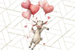 Valentine Animal Clipart Heart Balloon PNG Cute Love Art Product Image 2