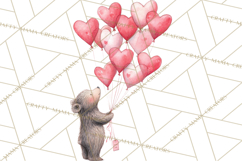 Valentine Animal Clipart Heart Balloon PNG Cute Love Art Product Image 5
