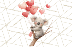 Valentine Animal Clipart Heart Balloon PNG Cute Love Art Product Image 2