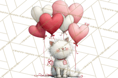 Valentine Animal Clipart Heart Balloon PNG Cute Love Art Product Image 4