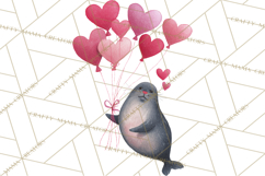 Valentine Animal Clipart Heart Balloon PNG Cute Love Art Product Image 3