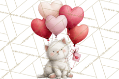 Valentine Animal Clipart Heart Balloon PNG Cute Love Art Product Image 4