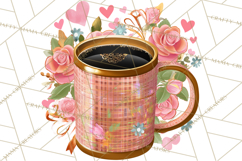 Pink Gold Valentine Clipart PNG, Sweetheart Coffee Cup Product Image 2