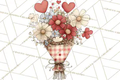 Farm Girl Valentine Clipart Pastel Country Watercolor PNG Product Image 3