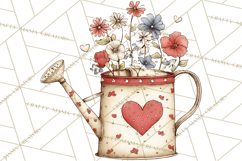 Farm Girl Valentine Clipart Pastel Country Watercolor PNG Product Image 5