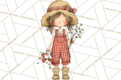 Farm Girl Valentine Clipart Pastel Country Watercolor PNG Product Image 2