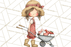 Farm Girl Valentine Clipart Pastel Country Watercolor PNG Product Image 3