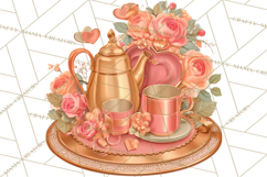 Pink Gold Valentine Clipart PNG, Sweetheart Coffee Cup Product Image 3