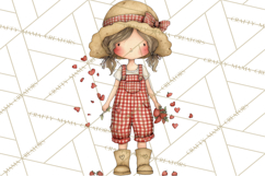 Farm Girl Valentine Clipart Pastel Country Watercolor PNG Product Image 4