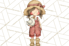 Farm Girl Valentine Clipart Pastel Country Watercolor PNG Product Image 5