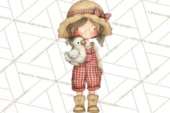 Farm Girl Valentine Clipart Pastel Country Watercolor PNG Product Image 5