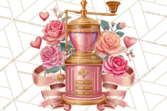Pink Gold Valentine Clipart PNG, Sweetheart Coffee Cup Product Image 2